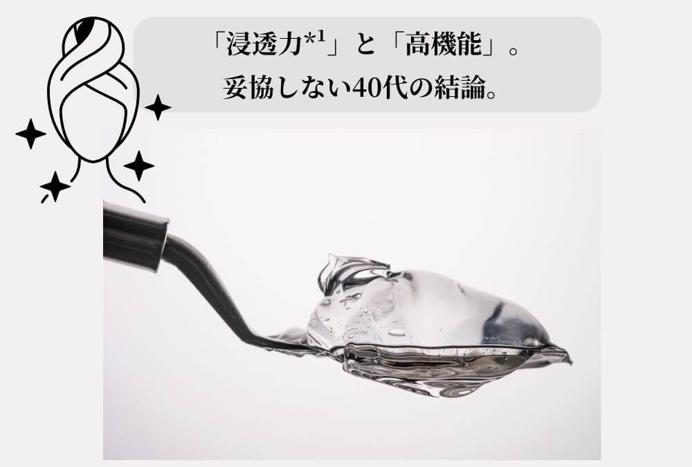シンピストのぷるんとした透明なジェルのテクスチャー。指ですくった瞬間の瑞々しい質感。
